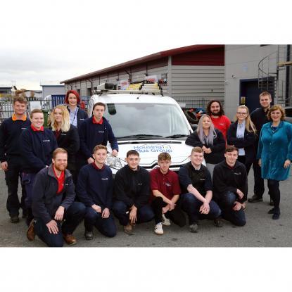 Apprentices and trainees with chief executive Sarah Boden